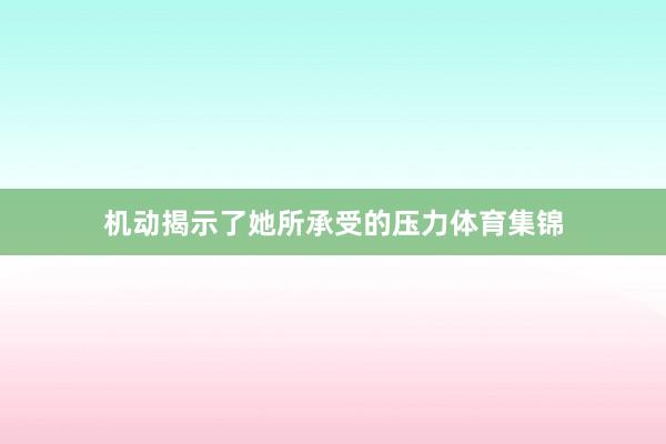 机动揭示了她所承受的压力体育集锦